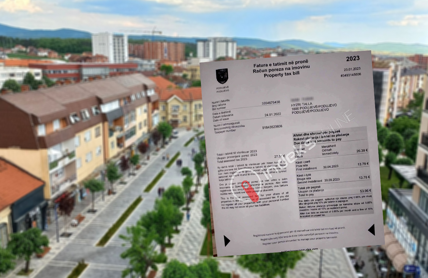 Tatimi në pronë alarmon qytetarin e Podujevës, rritet mbi 700% (Dokument)