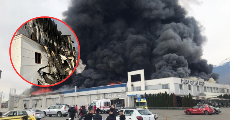 Publikohen pamje të objektit të djegur sot në Pejë