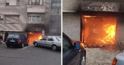 Shpërthen zjarri në hyrje të një ndërtese (Pamje)