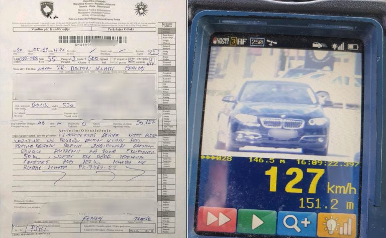 500 euro gjobë ndaj shoferit për tejkalim të shpejtësisë
