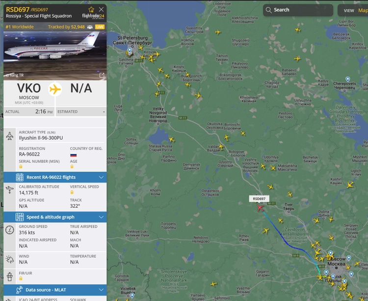 Aeroplani që i përket Presidencës largohet nga Rusia