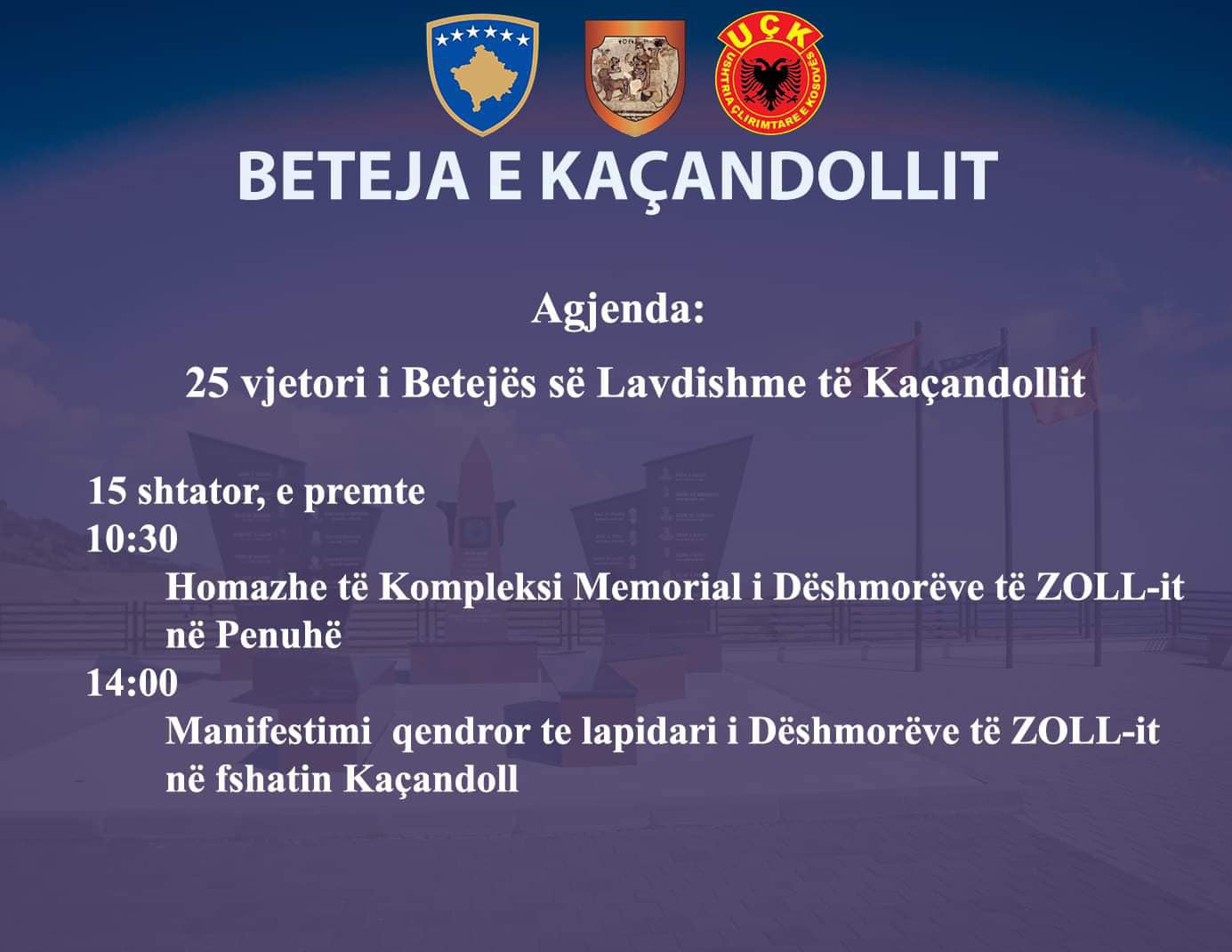 Të premten shënohet 25 vjetori i betejës së lavdishme të Kaçandollit