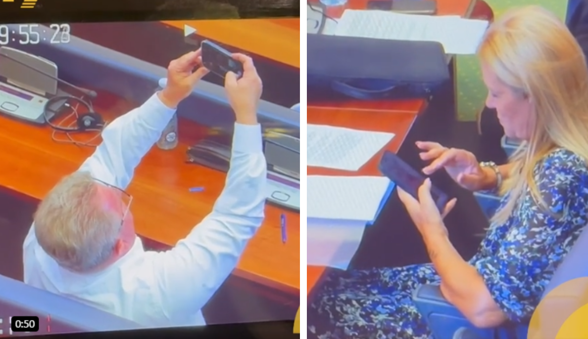 Deputeti Berisha i çon fotografi gjatë seancës, Time Kadrijaj plot buzëqeshje kur i vjen mesazhi