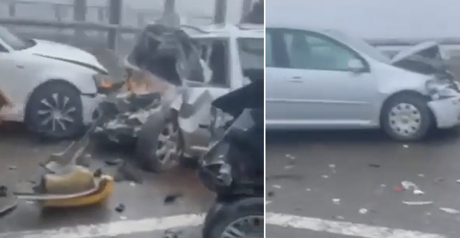 Pamje me video nga aksidenti zingjiror në Fushë Kosovë: Veturat bëhen ‘llom’