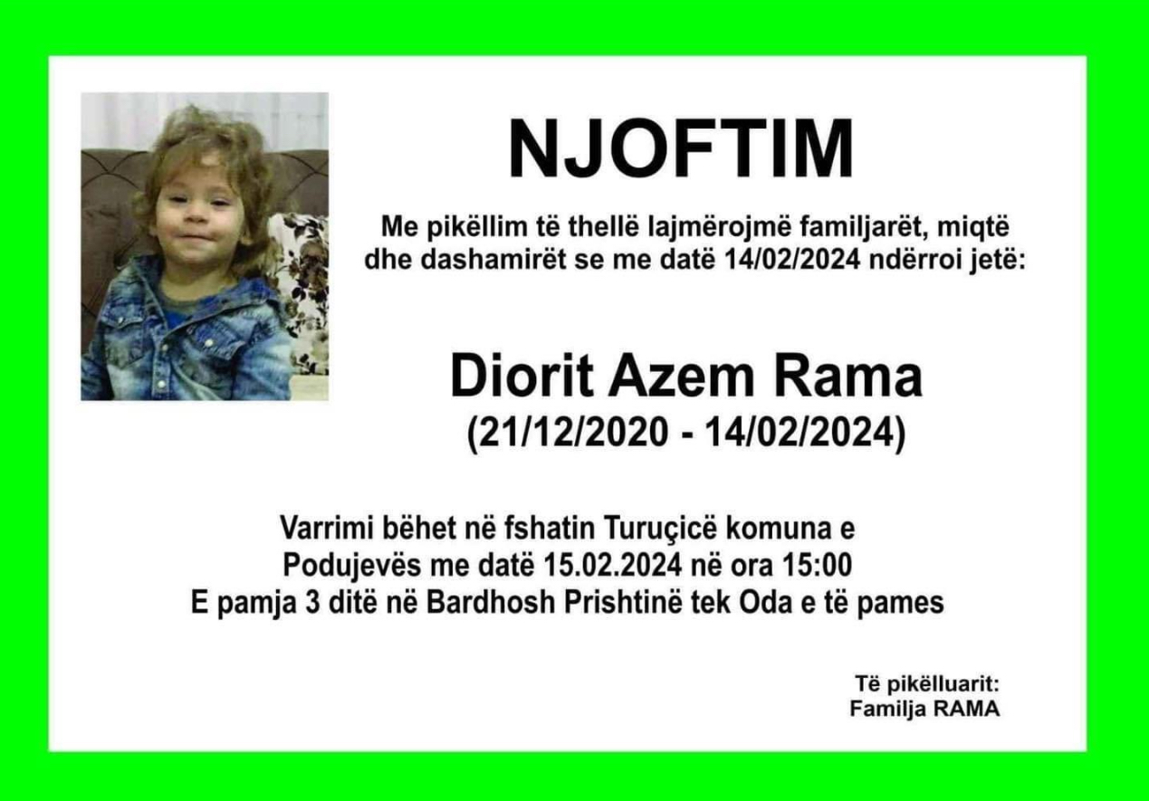 E rëndë; Ndërron jetë në moshën 3 vjeçare voglushi nga Podujeva