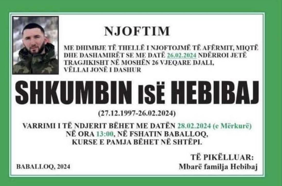 Sot i jepet lamtumira e fundit 26-vjeçarit që humbi jetën në aksidentin tragjik në Prishtinë