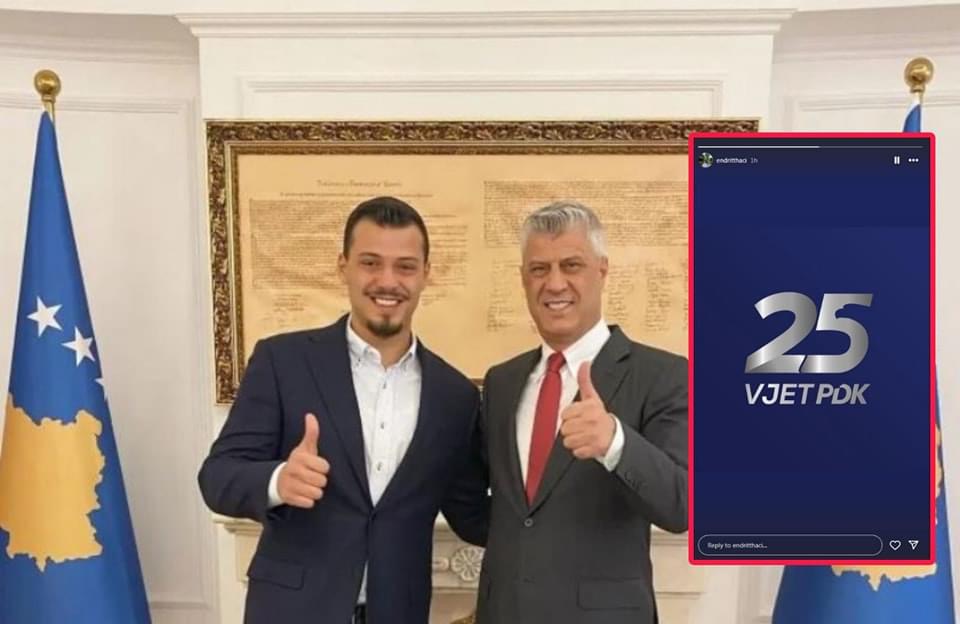 25-vjetori i PDK-së, djali i Hashim Thaçit e shënon me një foto ????