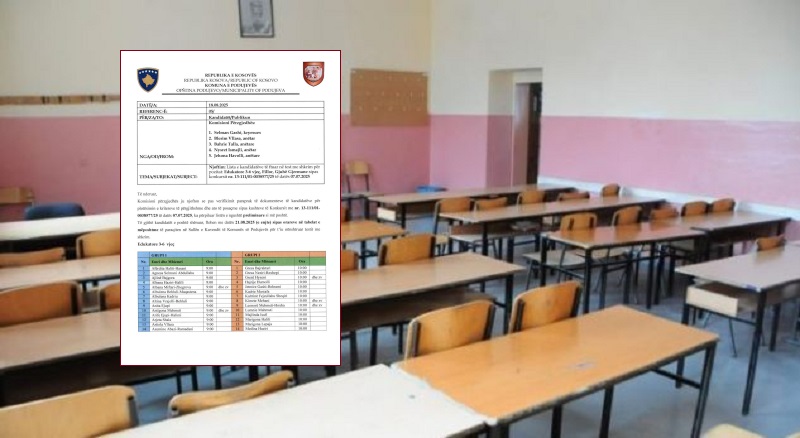 EMRAT e kandidatëve të ftuar në test me shkrim për mësimdhënës në Podujevë