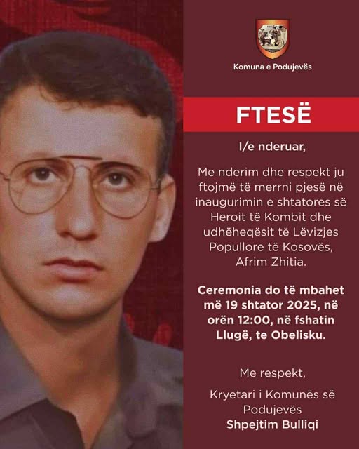 Neser inaugurohet shtatorja e heroit Afrim Zhitia